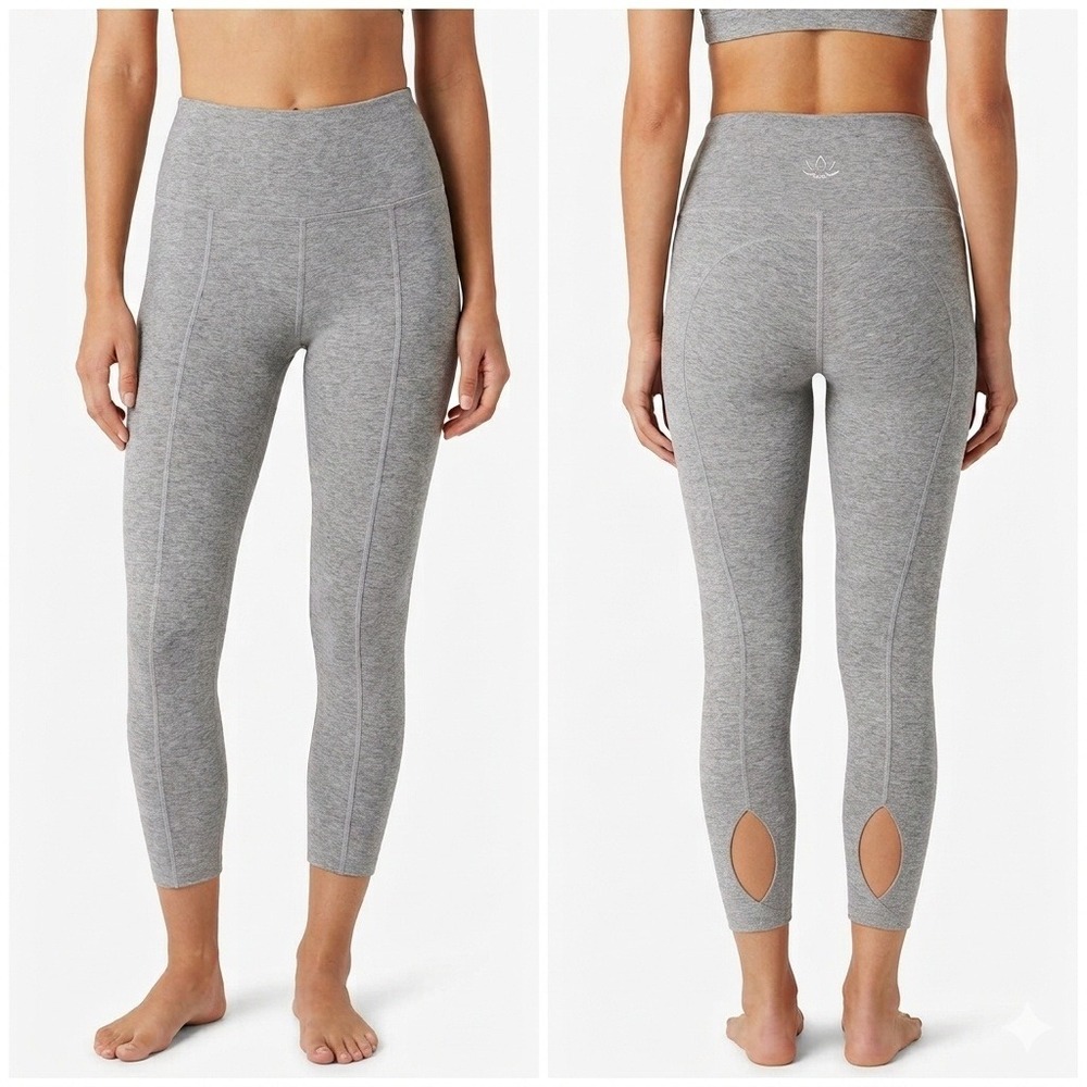 Beyond Yoga High Waisted Cutout Ankle Leggings Size M Grey 24" Pilates Gym